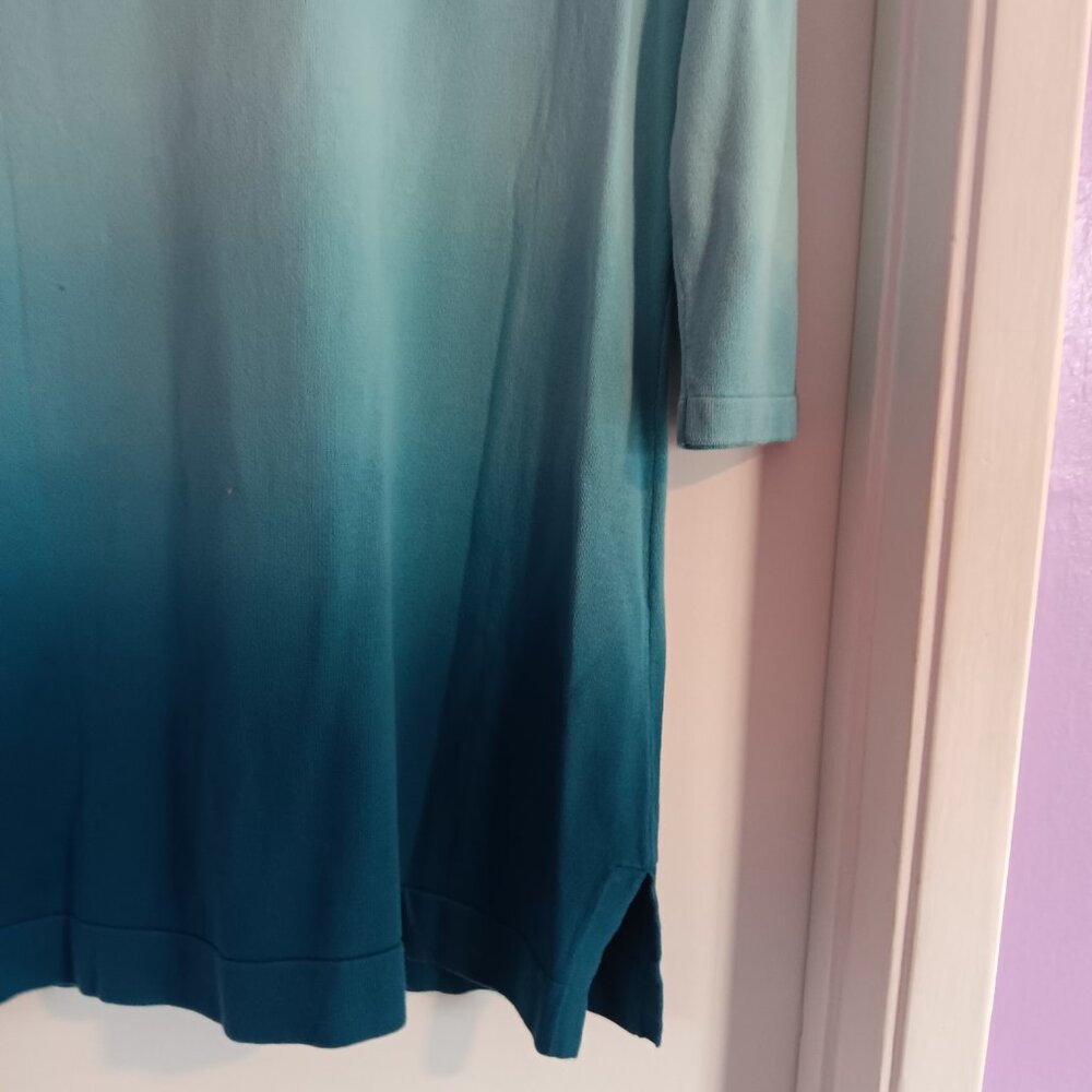 ISAAC MIZRAHI WOMEN'S MEDIUM 3/4 SLEEVE CARDIGAN TEAL OMBRE NWT - Picture 6 of 6